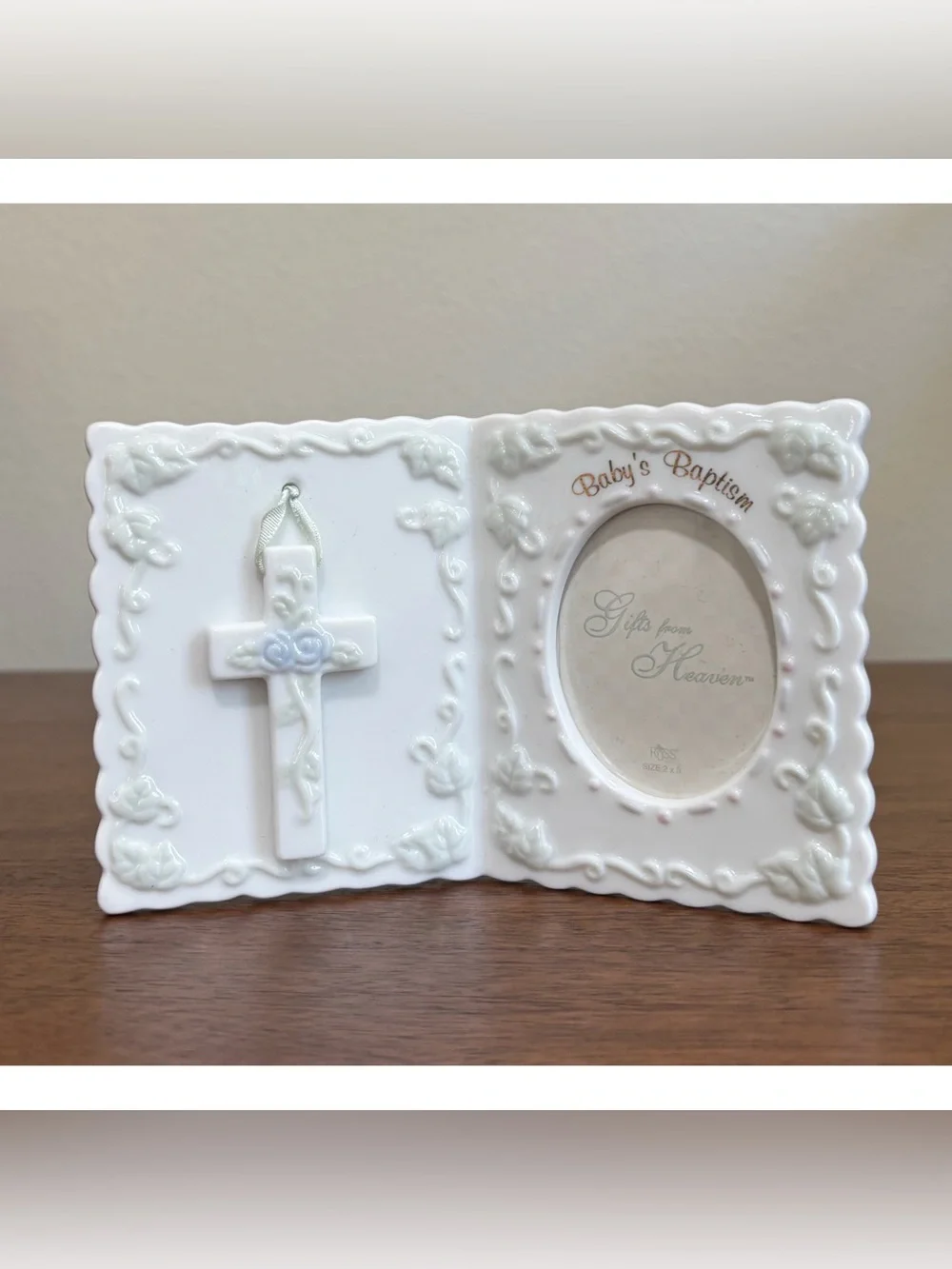 Vintage Ceramic Baby Baptism & Dress Mini Picture Frames Set Of 2